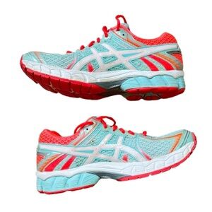 Asics T3D9N Gel Flux Aqua Blue Neon Orange  Sneakers Tennis Shoes Size 9
